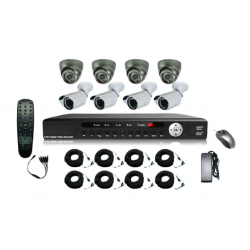 Kit 8 cámaras de Vigilancia: 4 tipo DOMO + 4 tipo TUBO + DVR 8C